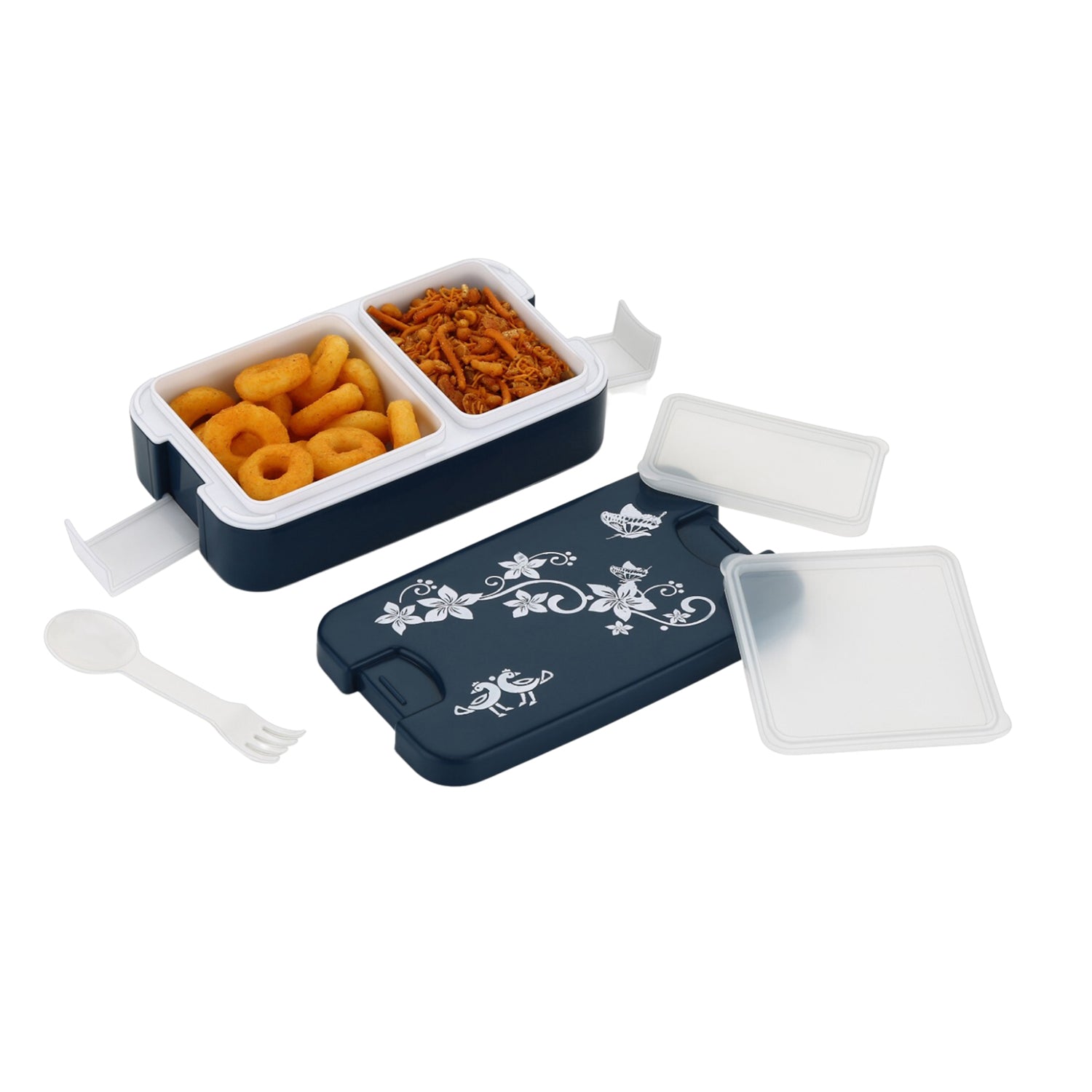 5331 Airtight Lunch Box 2 Compartment Lunch Box Leak Proof Food Grade Material Lunch Box Modern Appearance & Compact Lunch Box With Spoon DeoDap 5331 Airtight Lunch Box 2 Compartment Lunch Box Leak Proof Food Grade Material Lunch Box Modern Appearance & Compact Lunch Box With Spoon DeoDap